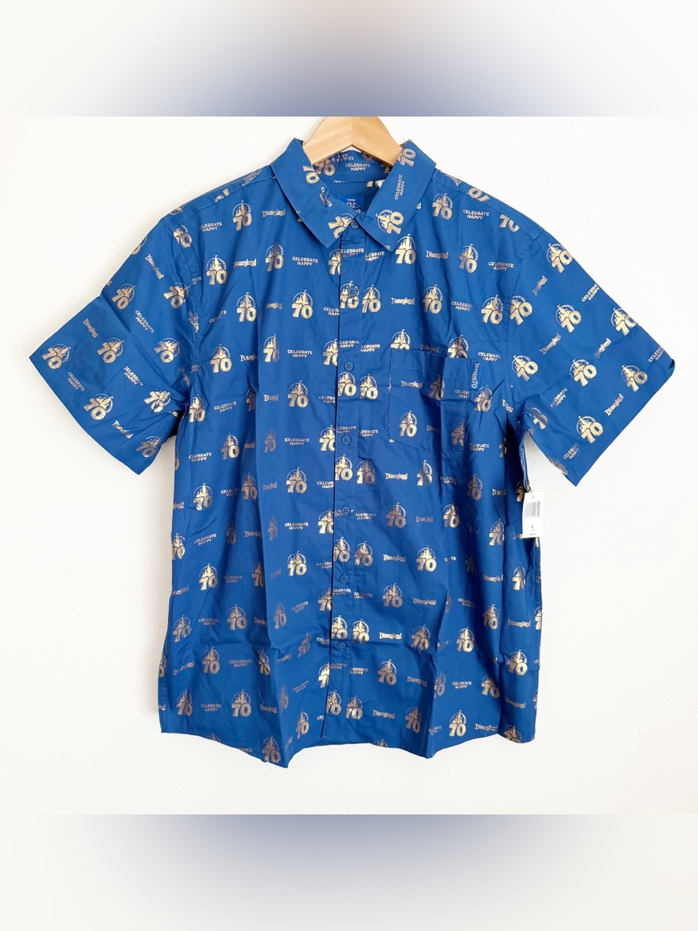 Disneyland Resort 70th Anniversary Celebrate Happy Button Up Shirt Adult XL NWT